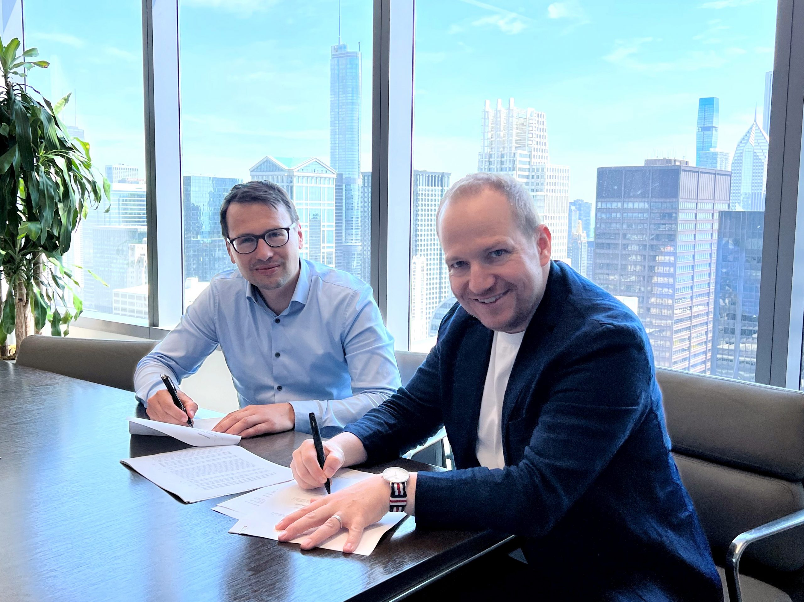 Florian Reiners, CEO & Co-Founder and Julian Seume, CSO at the founding of Wiferion North America Inc. Florian Reiners, CEO & Co-Founder and Julian Seume, CSO at the founding of Wiferion North America Inc -
