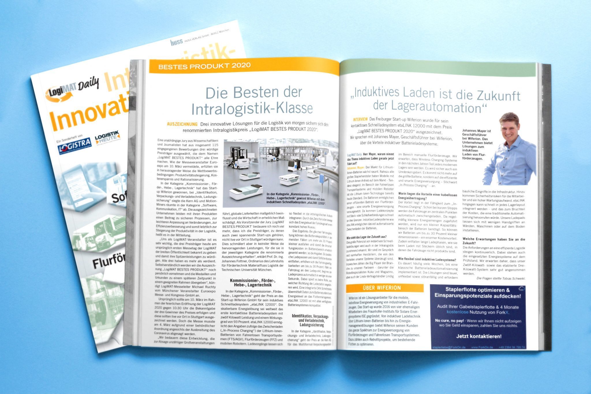 Logimat 2020 Daily mit Wiferion LogiMAT 2020 Daily - Wiferion Wireless Charging - in process charging