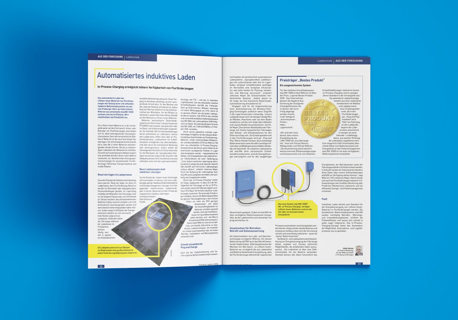 Mockups Design tehnische logistik - wiferion - automatisiert induktives laden - etaLINK